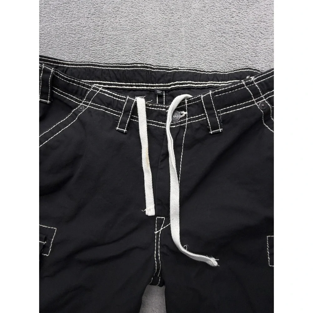 True Religion Pants Mens Measured 37x31 Black Cargo Slim Tapered Logo Cuffed‎